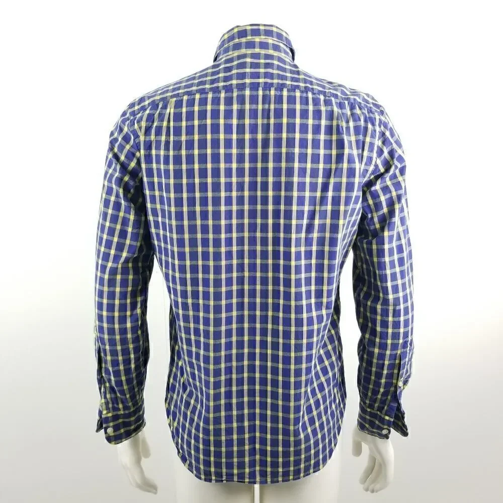 J. Crew Blue & Yellow Washed Shirt in Bold Tattersall Plaid Button Down Small
